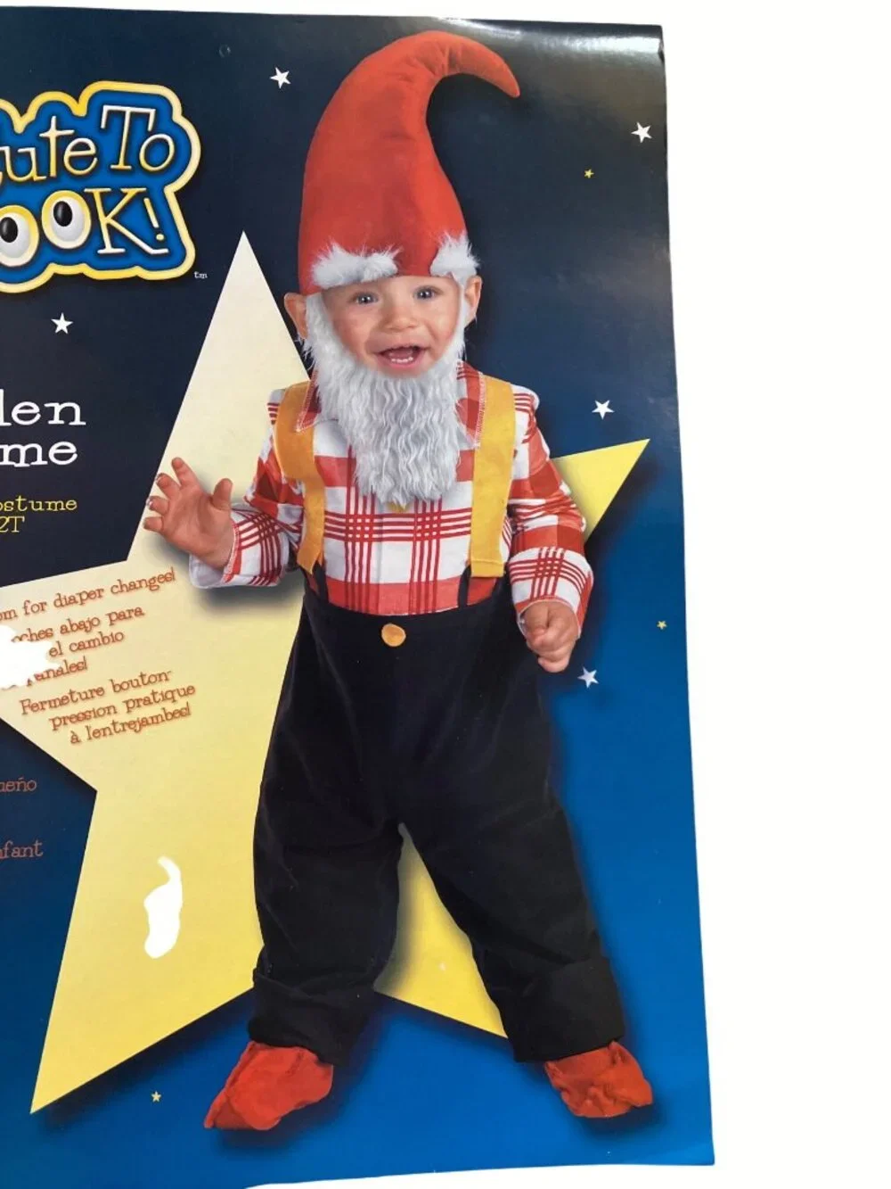 Too Cute To Spook Garden Gnome Toddler Costume 2T With Snap Bottom